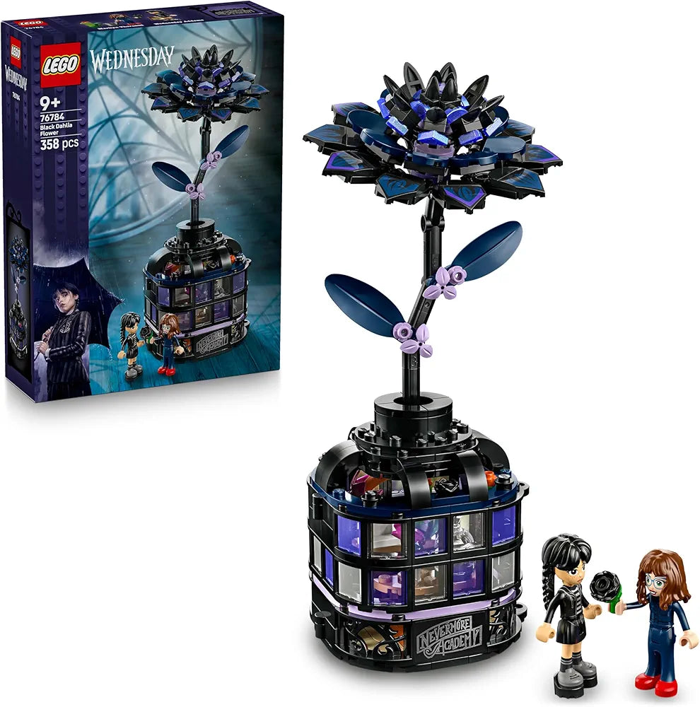 Lego Wednesday Black Dahlia Flower, Faux Plant Room Decor 76784 - Building Blocks Set for Age 9+ Boys and Girls