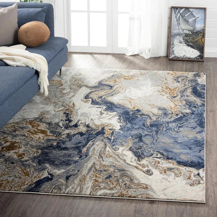 ishro home 3D Jet Multi Printed Carpet Rug Runner and Carpets for Bedroom Colour Marbles 4x6 Feet