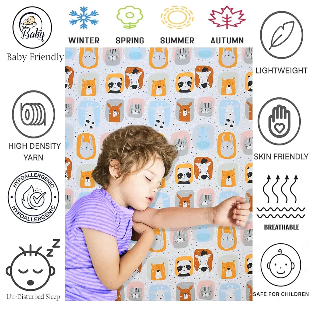 Fresh From Loom Glace Cotton 300 tc Elastic Fitted Cartoon Printed Cream Panda Smallsingle
