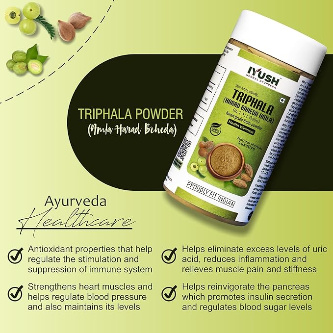 Iyush Herbal Ayurveda Organic Triphala Powder Each - 100 gms (Pack of 2)
