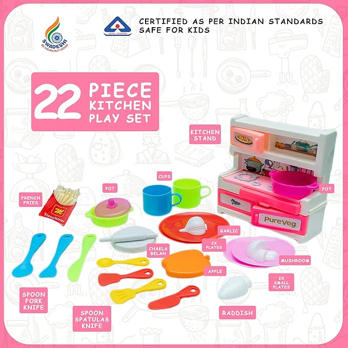 Ratna's Kitchen Set for Kids | a Perfect Roleplay Pretend Play Kitchen Play Set for Kids | Masterchef Kitchen Set