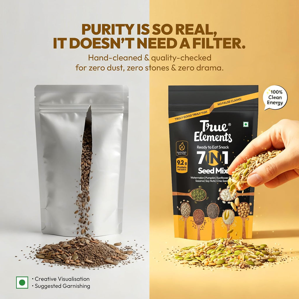True Elements 7 in 1 Seeds Mix 250g - Complete Seed Blend | 24g Protein & 16g Fibre | High Fibre Super Seeds | Perfect for Oats, Smoothies & Healthy Snacking