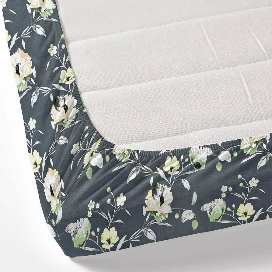 Dreamscape Microfibre Wrinkle & Fade Resistant Fitted Bedsheet for King Bed 140TC 1 Fitted Bed Sheet  with 2 Pillow Covers Dk. Grey Anchor Color