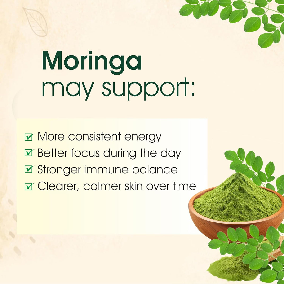 100% Organic Moringa Powder Moringa Oleifera | Boost Immunity | Digestion & Energy | Organic Super green for Vitality | Gut Health | 100gm Drumstick Leaves Powder