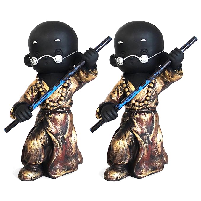 Tied Ribbons Set of 2 Decorative Monks Buddha Showpiece for Home Living Room Bedroom Decoration