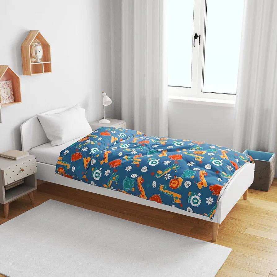 Divine Casa Pure Cotton Printed Single Dohar for Newborn Baby 120 GSM Soft & Lightweight Throw Blanket Colour Iris Deep