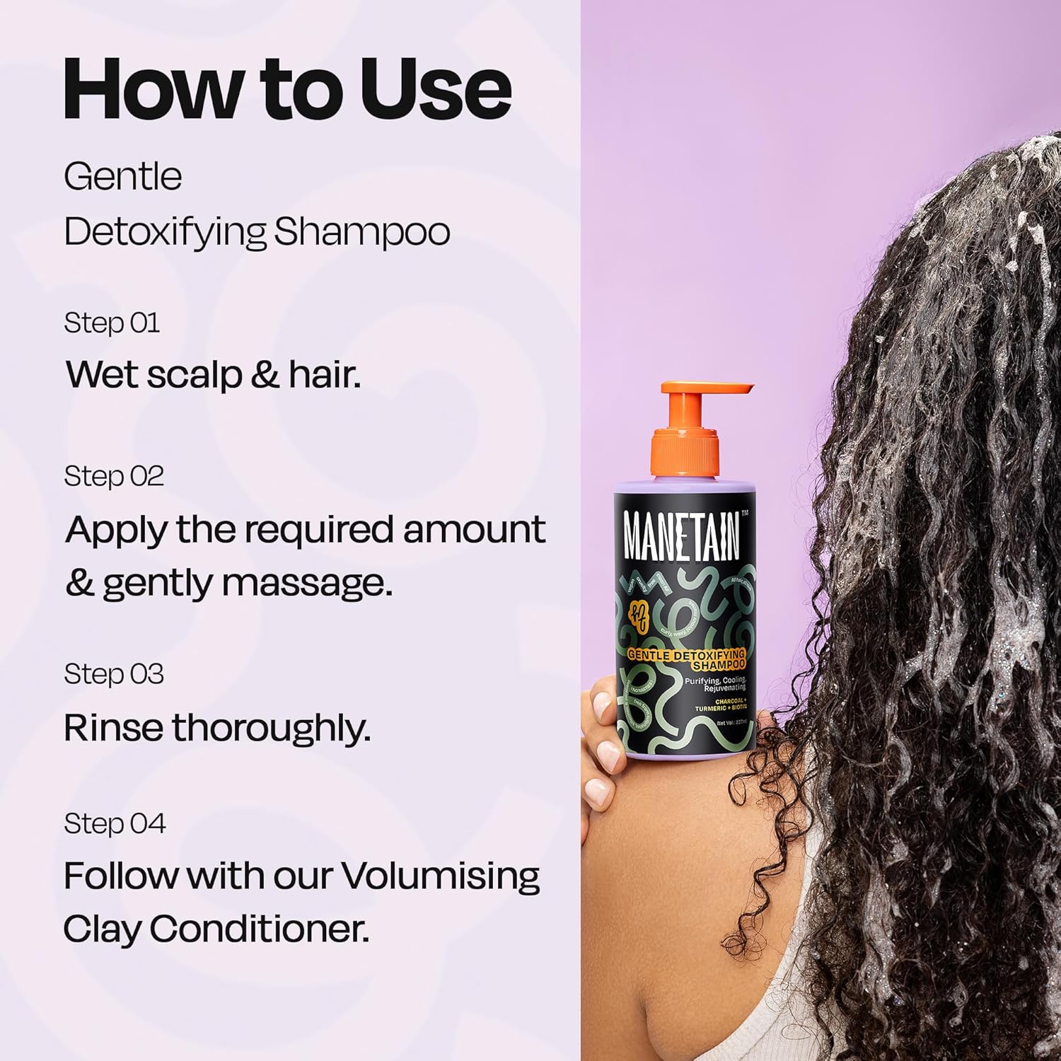 MANETAIN Gentle Detoxifying Shampoo 237ml – Deep Cleansing for Oily Scalp & Fine Hair