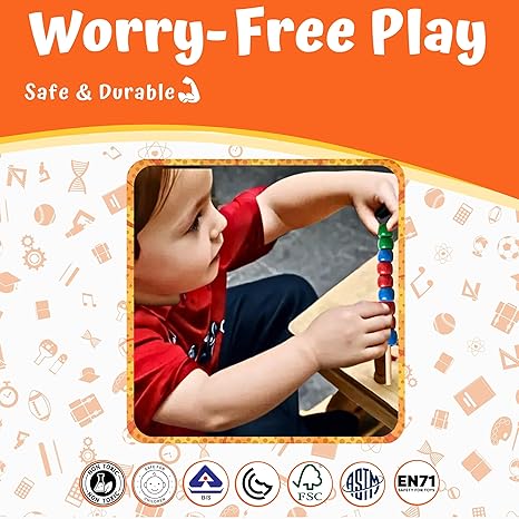 Skillofun Wooden Beads Pattern Box Fine Motor Skill Toys For Kids Activity