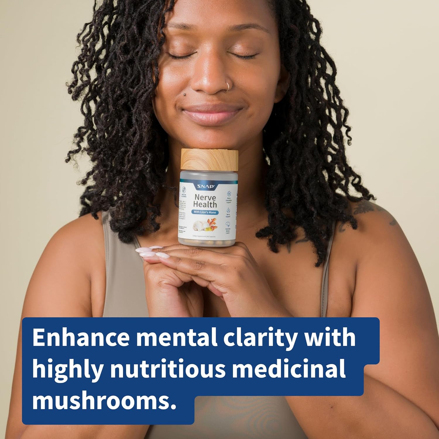 Snap Supplements Nerve Health Support with Lion's Mane, Organic Turmeric & Herbs â€“ Neuropathy Supplement for Mental Clarity, Focus & Healthy Nerve Function* â€“ 60 Capsules