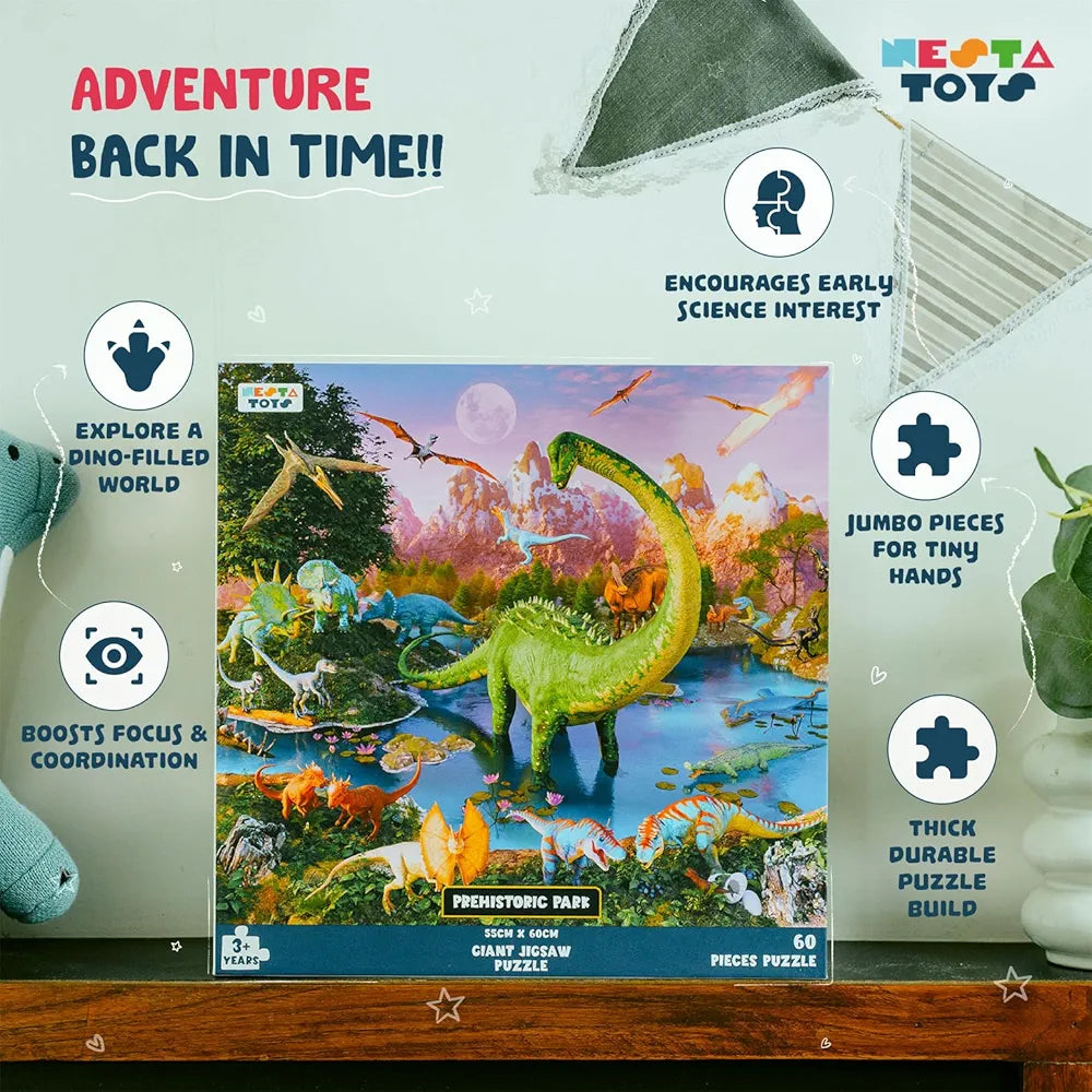 Nesta Toys Floor Puzzle & Game Prehistoric Park, Jigsaw & Toddler Puzzles, Educational Toy, Gifts for Boys & Girls Ages 3, 4, 5, 6, 7