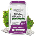 HealthyHey Nutrition Vegan Vitamin D3 - Natural Plant Based - Non GMO - Gluten Free - 400 IU 120 Veg Capsules