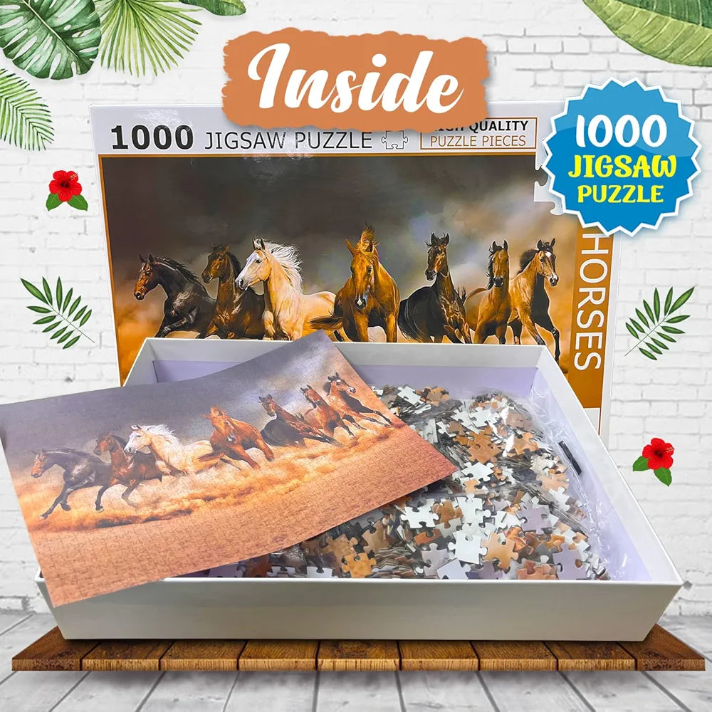 Hello Friend Horses 1000-Piece Jigsaw Puzzles for Kids and Childrens Realistic illustration