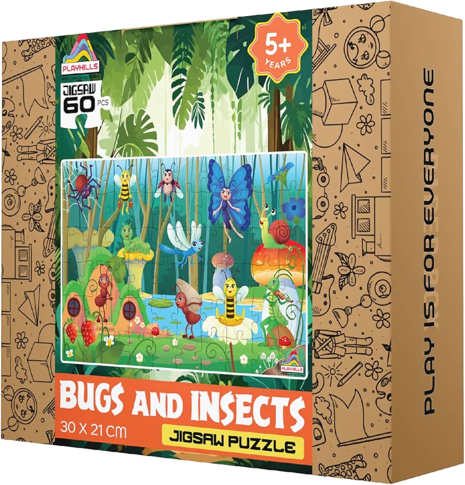 Playhills Wooden Jungle Birds Puzzle for Kids 60 Laser-Cut Pieces, Eco-Friendly, Ages 3+ Colourful Parrot, Peacock Safari Puzzle Toy Gift for Boys & Girls