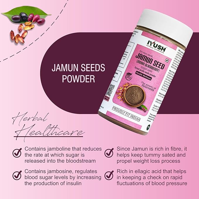 Iyush Herbal Ayurveda Organic Jamun Seed Powder - 100 gms