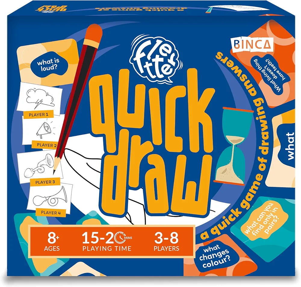 Binca Board Game - Fletter Quick Draw, Fast-paced Drawing Game, Fun for Kids, Teens & Adults, Boosts Creativity & Quick Thinking, Perfect for Family Gamenight, Gifts for Kids Ages 8, 9, 10 & Up