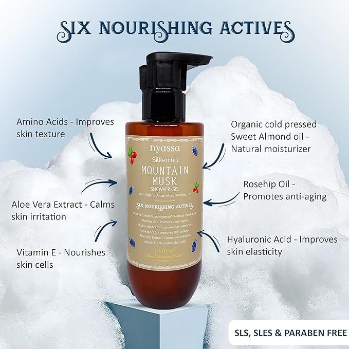 Nyassa Silkening Mountain Musk Shower Gel With 6 Nourishing Actives - 210 Ml