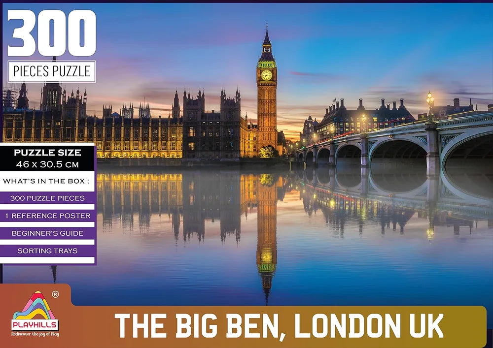 Playhills 300 Piece Wooden Puzzle Big Ben,London 300 Piece Puzzle for Kids & Adults Improves Your Child Brain Power Focus & Memory, Gift for Age 8+ Year