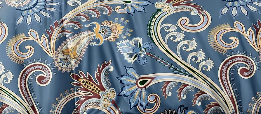 The Home Style Cotton Feel Glace Cotton Elastic Fitted Printed Queen Size Double Bed Bedsheet with 2 Pillow Cover 300TC Ash Berry Abstract