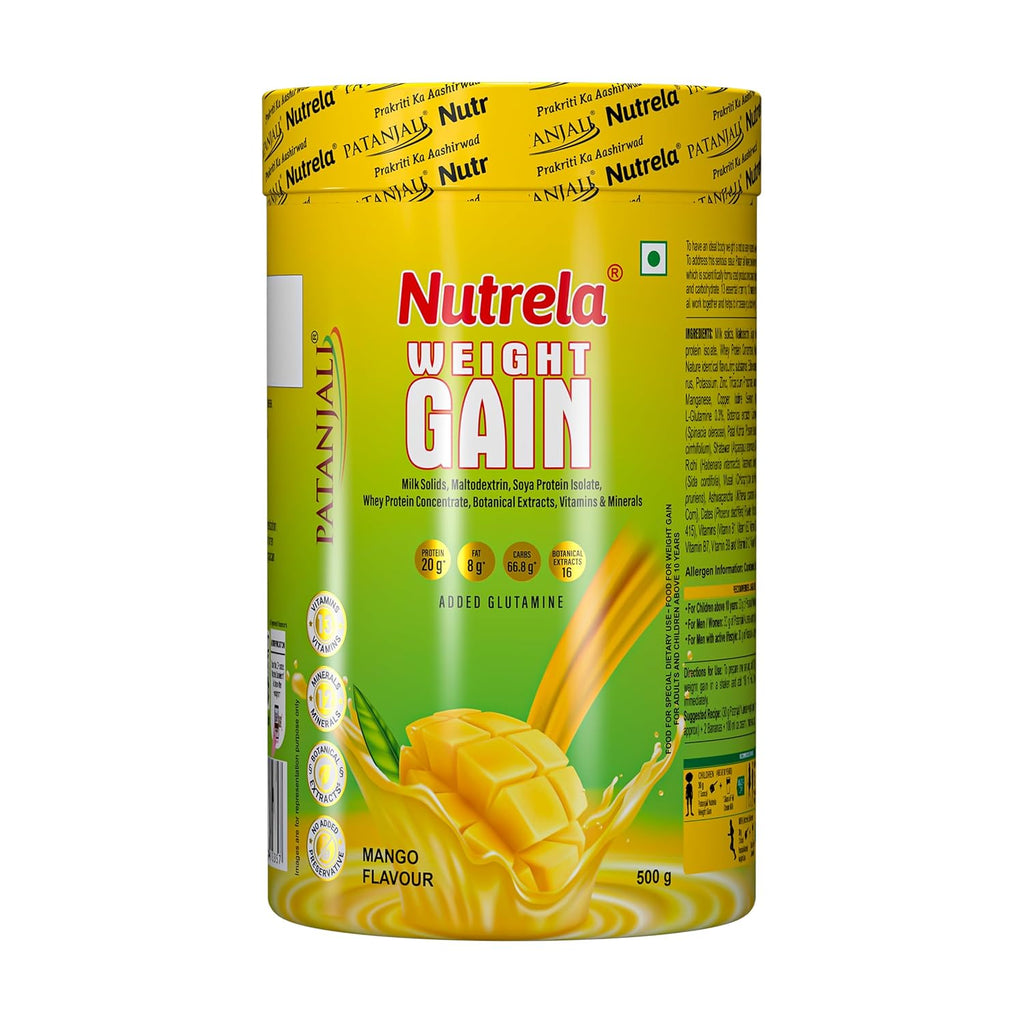 Nutrela Weight Gainer | 500g | High-Calorie Mass Gainer with Vitamins & Khandsari Sugar | Ideal for Men & Women