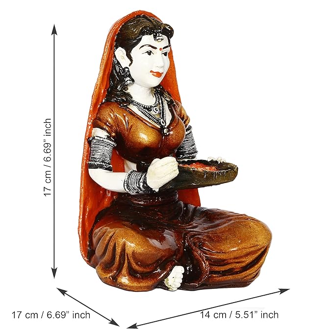 Ecraftindia Colorful Combo of Rajasthani Craftsmen and Lady Working Statue