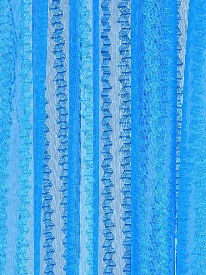 Cortina Polyster Transparent Curtain Set | Window Installation | 7 Feet Window Curtain | Set of 2 | Blue