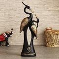 Ecraftindia Resin Golden and Black Kissing Swan Couple Statues Love Birds Figurines Decorative Showpieces