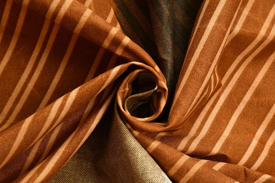 Homefab India 144 TC Microfiber Double Bedsheet with 2 Pillow Covers Brown Checks