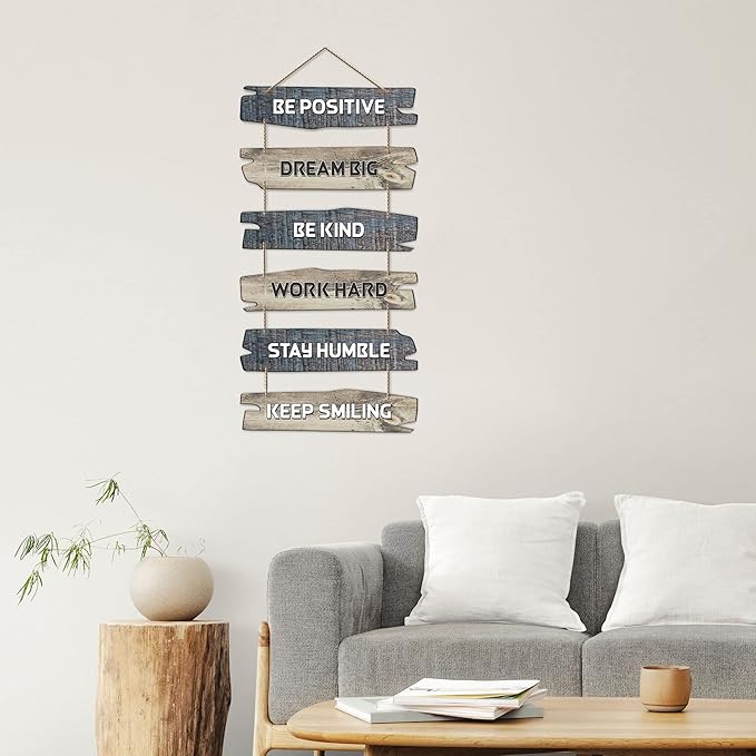 Artvibes Decorative Wall Hanging Wooden Art Decoration Item for Living Room | Quotes Decor Item | Set of 6