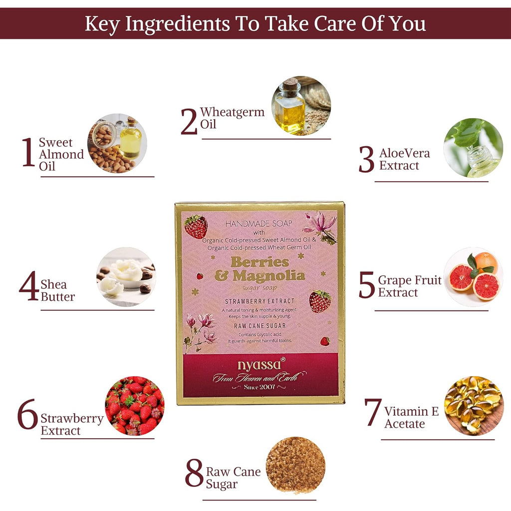 Nyassa Berries & Magnolia Natural Handmade Bathing Soap - 150 Gms