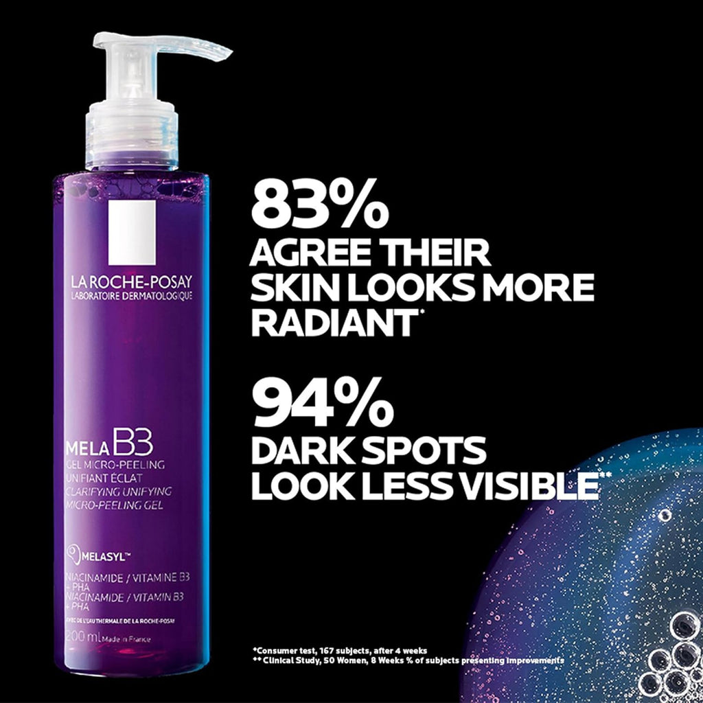 La Roche-Posay Mela B3 Anti-Dark Spots Face Wash for Pigmented skin| Micro-Peeling Exfoliating Anti-Pigmentation Cleanser with Melasyl & Niacinamide, 200 ml