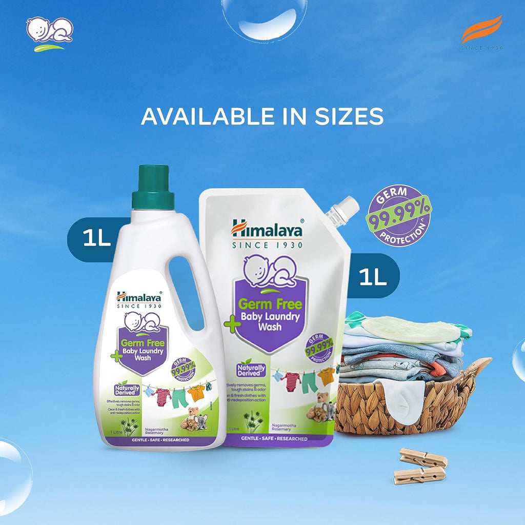 Himalaya Germ Free Baby Laundry Detergent Liquid 1 L (Refill Pouch) | Plant Based Cleansers & Biodegradable Ingredients | Dermatologically Tested