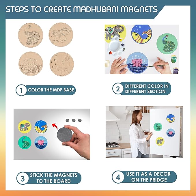 Solobolo Madhubani Fridge Magnets Diy Kit for Kids | Great Home Living Room and Balcony Decor