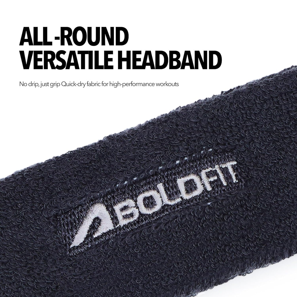 Boldfit Gym Headband for Men and Women - Sports Headband for Workout & Running, Breathable, Non-Slip Sweat Head Bands for Long Hair (Black)