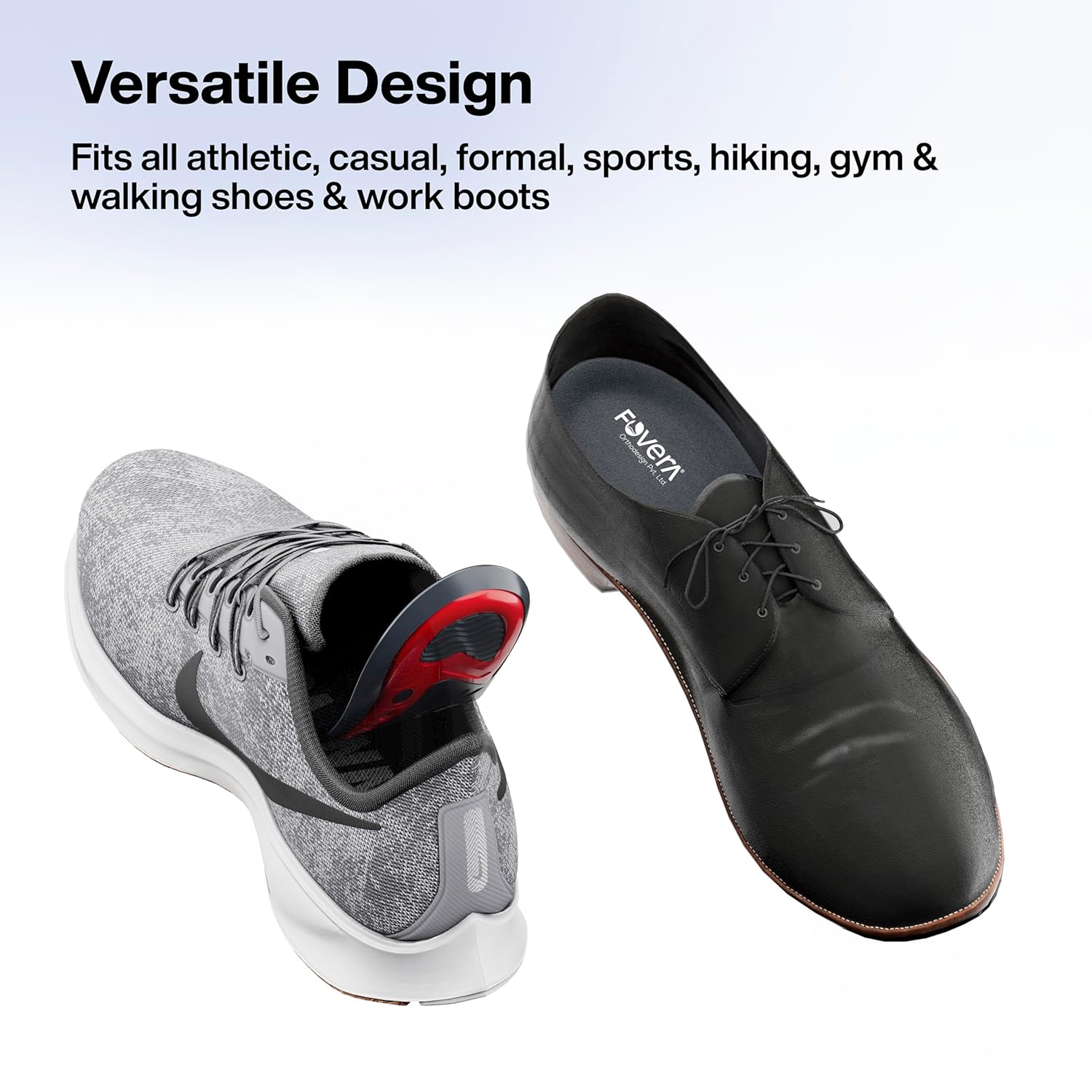 FOVERA Gel Insole for Shoes Female | Dual Gel Technology for All Day Comfort | Trimmable Sole for Walking, Running, Sports, Formal and Safety Shoes (Female, Pack of 1 Pair)