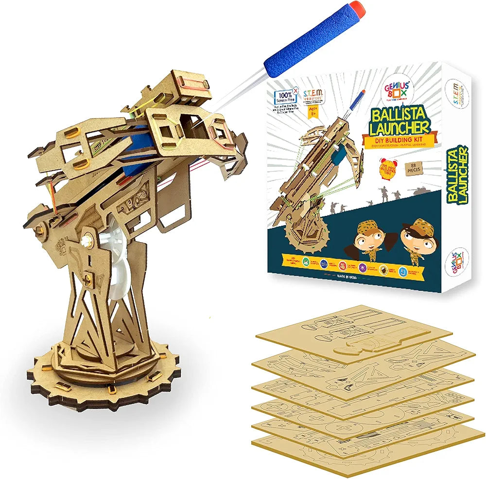 Genius Box Play some Learning Ballista Launcher Diy Stem Educational Toy & Construction Based Fun Activity Game For Kids, Science Experiment Kit 8 To 14, Best Gift, Activity Kit For Kids