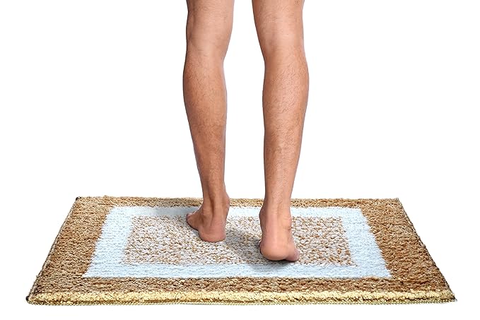 Roseate Modern Soft Microfibre Solid Bath Mat Bedroom Kitchen Floor Mat (Beige Colour)