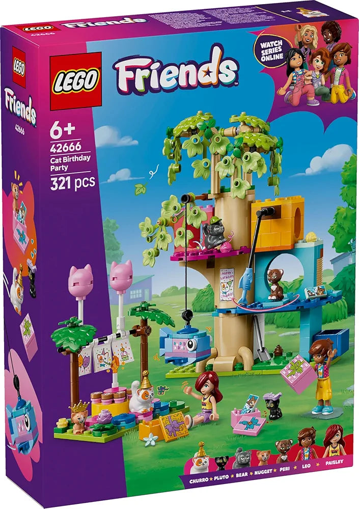 Lego Friends Cat Birthday Party & Tree House Building Kit Toy 42666 Building Blocks Toys for 6+ Gift for Boys and Girls
