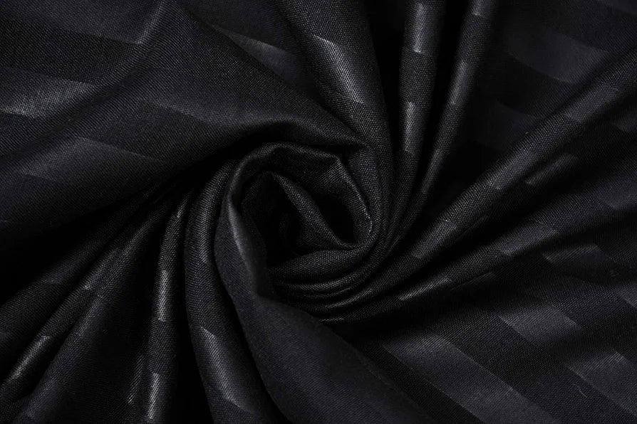 Homefab India 160 TC Stripe Cotton Feel Glace Cotton Elastic Fitted King Size Double Bed Bedsheet with 2 Pillow Covers Fits Upto 6 inches Mattress Black