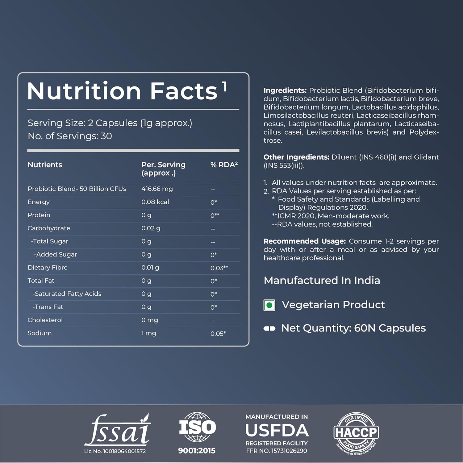 Nutrabay Wellness Pre & Probiotic Digestive Support 50 Billion CFUs - Improves Digestion & Immunity, Probiotic Supplement for Men and Women - 60 Veg Capsules