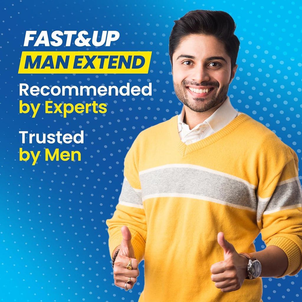Fast&Up Man Extend | TestofenÂ® Fenugreek Extract |Nitric Oxide Booster + Energizing Blend | Shatavari | Brahmi| Helps Improves Vitality & Stamina | Pack of 20 Effervescent (Peach Flavour)