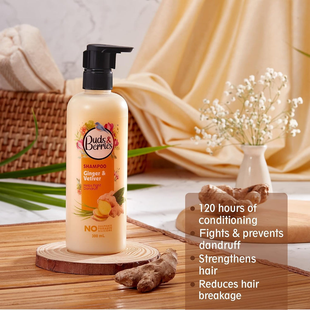 Buds & Berries Ginger and Vetiver Dandruff Control Shampoo - 300 ml