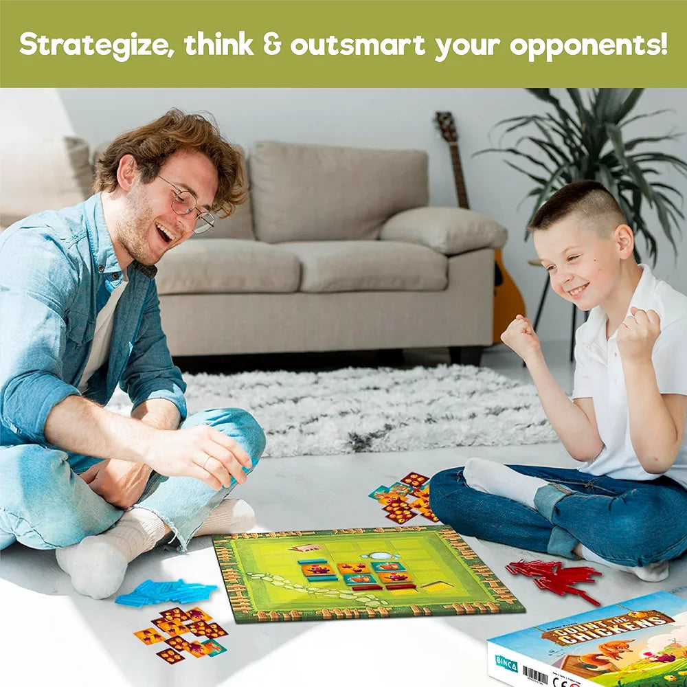 Binca Board Game - Count Your Chickens, Strategy Board Game for Boys & Girls, Fun for Family & Friends Game Night, Card Game for Kids, Teens & Adults, Travel Gifts for Ages 7,8,9,10 & Up, 2-4 Players