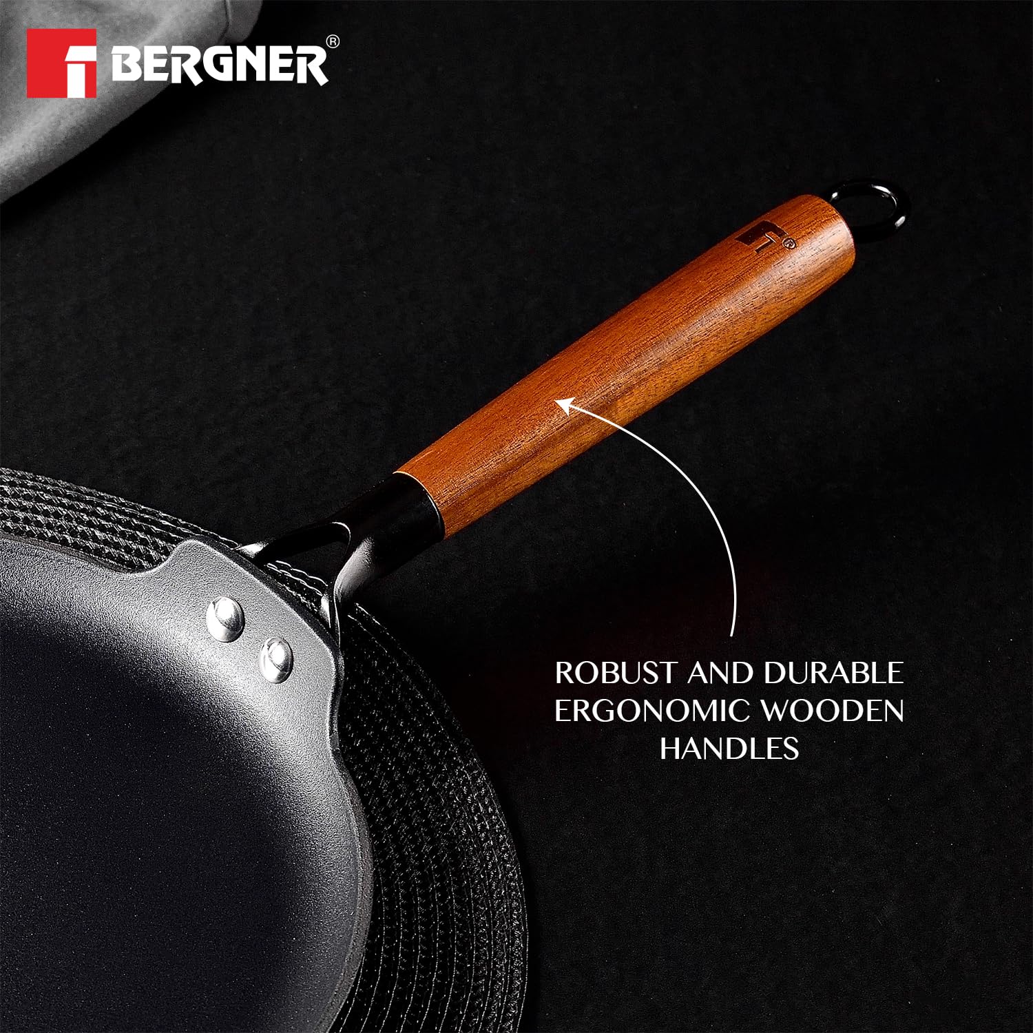 Bergner Odin 28 Cm Cast Iron Dosa Tawa With Wooden Coated Handle