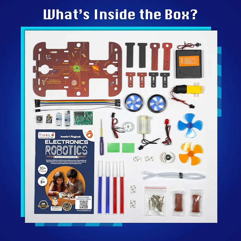 Butterfly Edufields 10-in-1 STEM Robotics Kit for Kids Ages 8-14 Robot Kit, Electronics, Science & Engineering Projects DIY