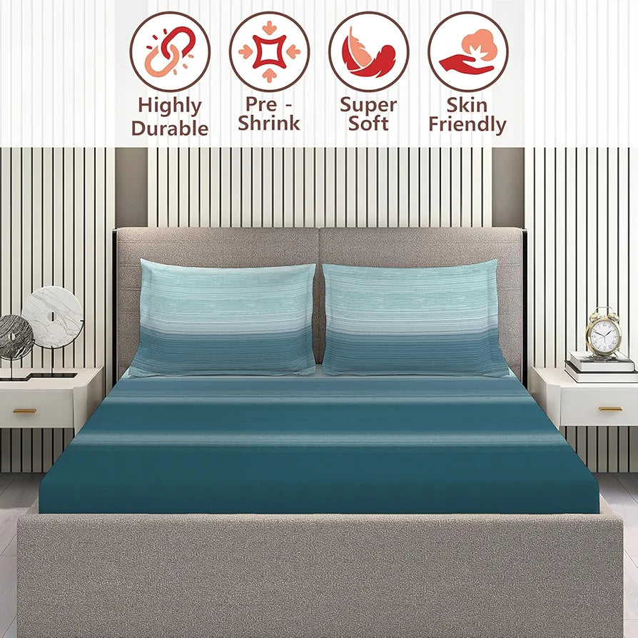 Layers Duracount Bedsheet Set for All Seasons Lightweight 225 CVC King Size Blue1
