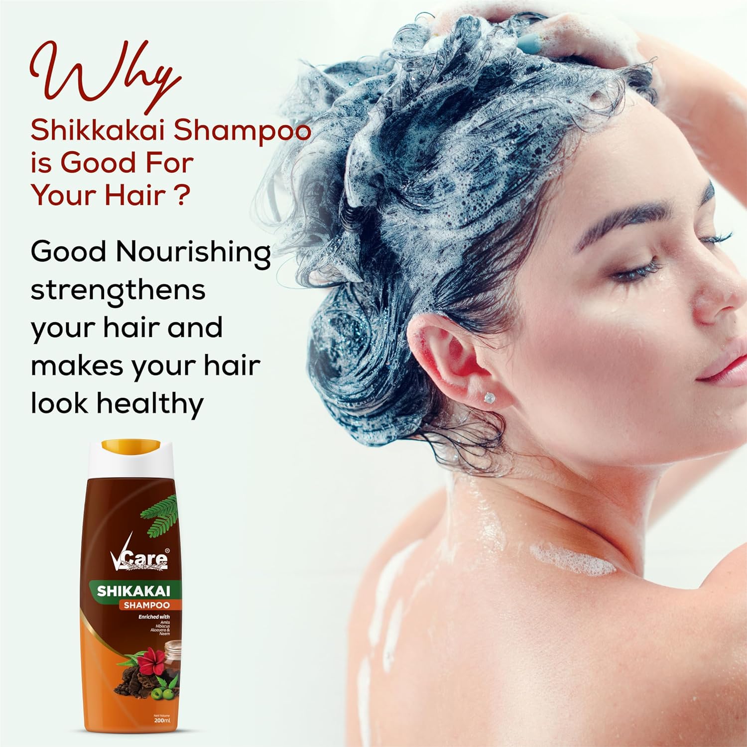 VCare Shikakai Shampoo - 200 ml (Pack of 3)