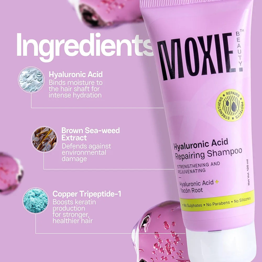 Moxie Beauty Hyaluronic Acid Repairing Shampoo for All Hair Types -120 ml