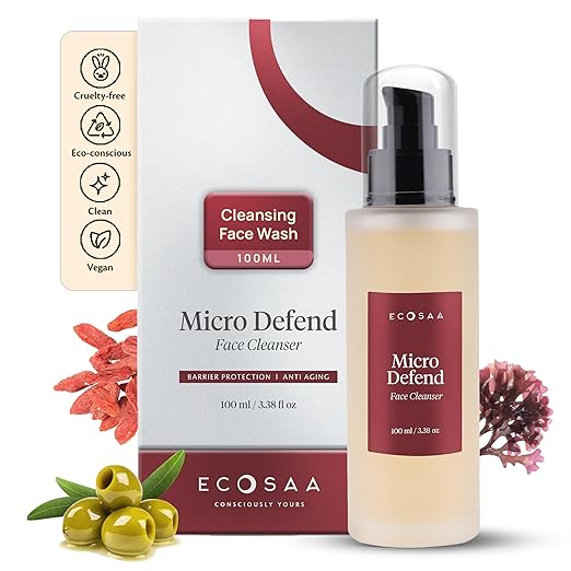 Ecosaa Micro Defend Anti Aging Face Cleanser for Men & Women Vitamin C - 100 ml