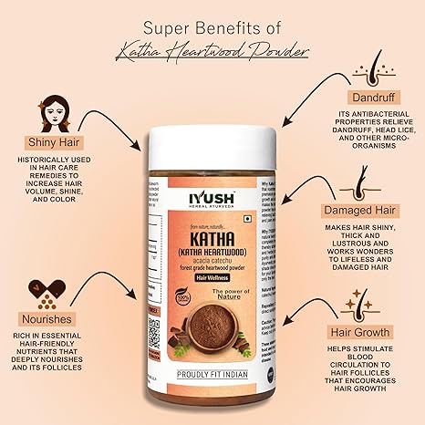 Iyush Herbal Ayurveda Organic Katha Powder for Hair Colour - 150 gms