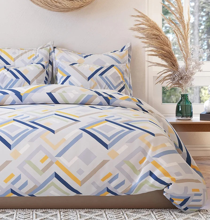 The Home Style Supersoft Cotton King Size Printed Flat Double Bedsheet with 2 Pillow Cover 400 TC Snow Blush